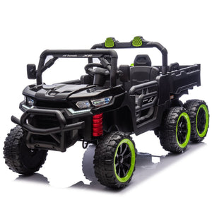 English Elm 24v Two Seat Kids Electric Dump Truck Six Wheel 4wd Utv with Parental Remote Black W1578P268991