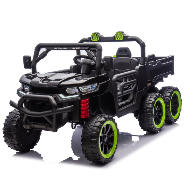 English Elm 24v Two Seat Kids Electric Dump Truck Six Wheel 4wd Utv with Parental Remote Black W1578P268991