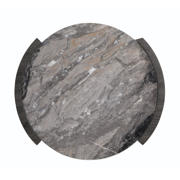 English Elm Zende Round Faux Marble Coffee Table with Curved Panels for Modern Living Rooms B062P441333