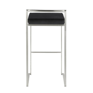 English Elm Fuji Contemporary Stackable Barstool Set Of 2 - Luxurious Black Velvet Cushion With Sleek Steel Frame B202P222169