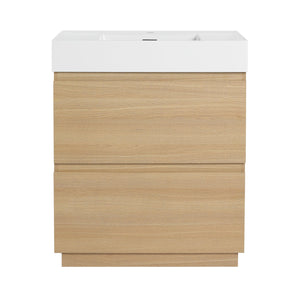 English Elm 30" Bathroom Vanities - Modern Oak Sink Cabinet With Double Drawers, Freestanding And Stylish Design W1972S00008
