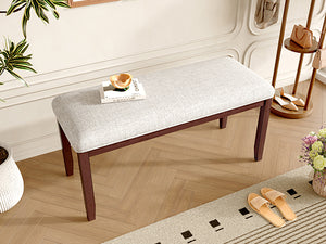 English Elm Upholstered Bench with Padded Seat and Solid Wood Legs, 39.75" Contemporary Entryway and Bedroom Accent Piece Cherry N752P271804C