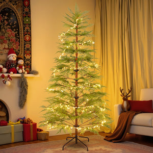 English Elm 6 ft Artificial Christmas Tree with 300 Warm LED Lights, 612 Tips, Hinged PE Branches & Metal Stand N710P181792S
