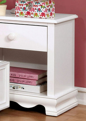 English Elm Contemporary White Solid Wood Nightstand 1-Drawer 19"W x16"D x21"H Modern Bedside Storage Shelf B2741P380825