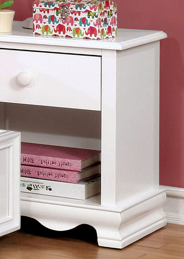 English Elm Contemporary White Solid Wood Nightstand 1-Drawer 19"W x16"D x21"H Modern Bedside Storage Shelf B2741P380825