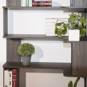 English Elm 90cm L-shaped Corner Bookcase Five Tier Mdf Open Shelving Unit for Home Office W2899P444161