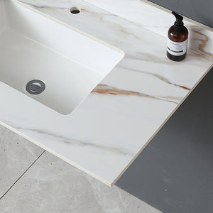 English Elm 37 Inch Marble Vanity Top - Elegant Carrara White With Undermount Sink & 4" Backsplash, Easy Install W2699P192441