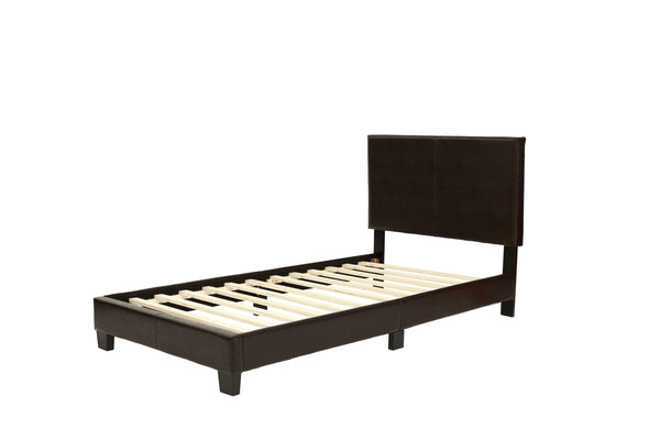 English Elm Modern Faux Leather Upholstered Bed Queen Size with Adjustable Headboard, Low-Profile Slat Support Frame, Sleek Contemporary Design Brown,Espresso 45 L x 31 W x 7 H B011P395417