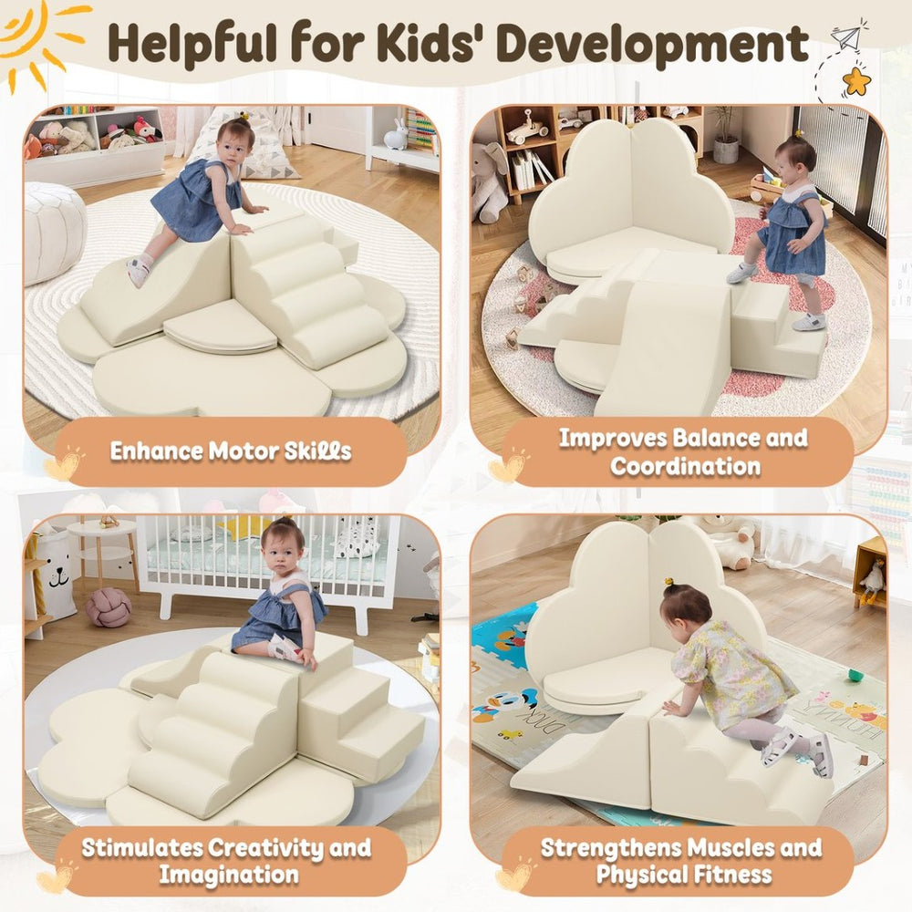English Elm Soft High-density Foam Climbing Blocks 6-piece Toddler Play Set for Playroom Beige N710P414923K