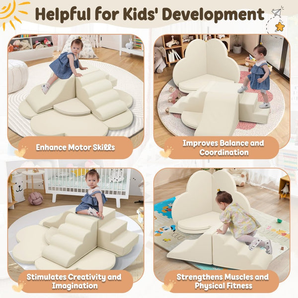 English Elm Soft High-density Foam Climbing Blocks 6-piece Toddler Play Set for Playroom Beige N710P414923K