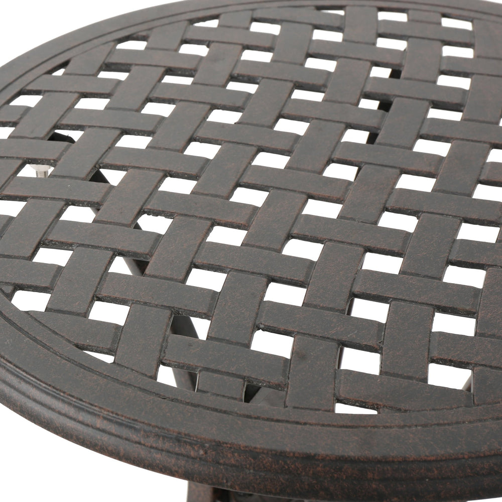 English Elm Christopher Knight Home® - Outdoor 19" Cast Aluminum Side Table - Classic Bronze Patio Accent, Durable Lightweight Garden Table 61112.00
