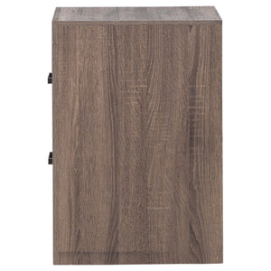 English Elm Brantford Barrel 2-Drawer Nightstand with Rustic Barrel Finish, Matte Bronze Handles, Ample Storage Oak B062P344906