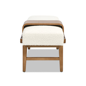 English Elm Jennifer Taylor Home - Billie Sustainable 52" Modern Telephone Bench with Sliding Shelf, Ivory Boucle Seat, Solid Rubberwood B2719P238470