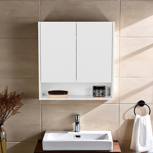 English Elm Double-Door Mirrored Medicine Cabinet with Interior Shelves, Wall-Mounted Kronos White Finish, Sleek Design B200P362003