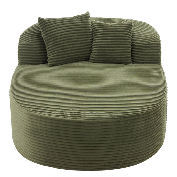 English Elm Modern Chaise Lounge Sofa oversized corduroy chaise with high-density foam, spring support & pillows Green N719P329129F