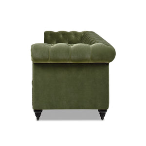 English Elm Jennifer Taylor Home - Alto Handcrafted 88" Tufted Chesterfield Sofa in Olive Performance Velvet with Nailhead Trim and Supportive Frame B2719P238299