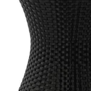 English Elm 19" Kono Hourglass Wicker Side Table Pe Rattan Sculptural Accent for Patio or Living Room Black N773P362078R