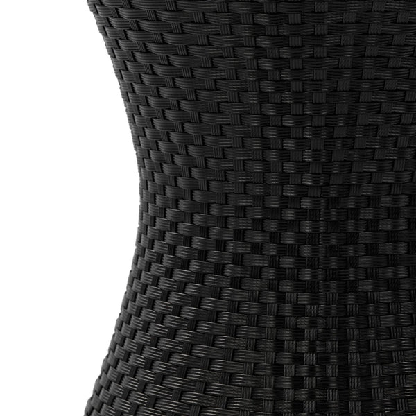English Elm 19" Kono Hourglass Wicker Side Table Pe Rattan Sculptural Accent for Patio or Living Room Black N773P362078R