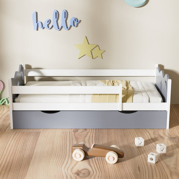 English Elm Kid's Twin Bed Frame Bamboo Mdf Build Star Moon Cutouts White Finish Toddler Bedroom W2992S00005