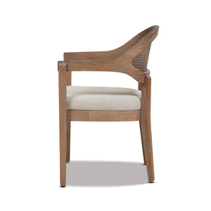 English Elm Jennifer Taylor Home - Americana Mid-Century Modern Cane Back Dining Chair - Taupe Beige Upholstery & Oak Frame Design B2719P238360