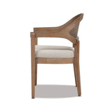 English Elm Americana Mid-Century Modern Cane Back Dining Chair, Taupe Beige Textured Weave