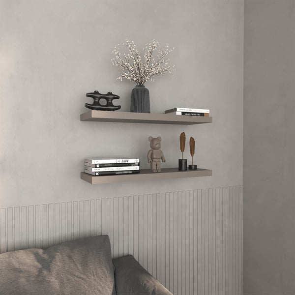 English Elm Floating Shelves - Sleek Taupe Design, 2 Modern Shelves For Stylish Storage & Display In Any Room B097P250916