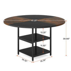 English Elm Modern Farmhouse Rectangular Coffee Table with Rustic Wood Grain and Sturdy H Base T3971P448401