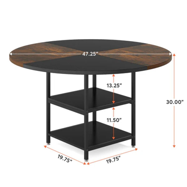English Elm Modern Farmhouse Rectangular Coffee Table with Rustic Wood Grain and Sturdy H Base T3971P448401
