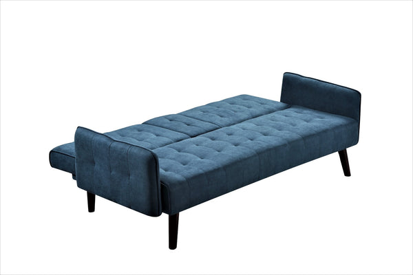 English Elm 72" Convertible Linen Sleeper Sofa with Folding Backrest Built-in Table Small Space Blue B2735P490973