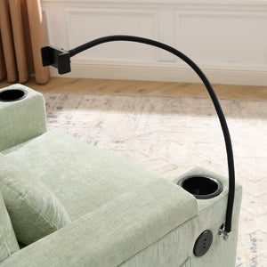 English Elm Single Chenille Manual Recliner with Usb Port Hidden Storage Ottoman and Cup Holders Cyan W487P423654