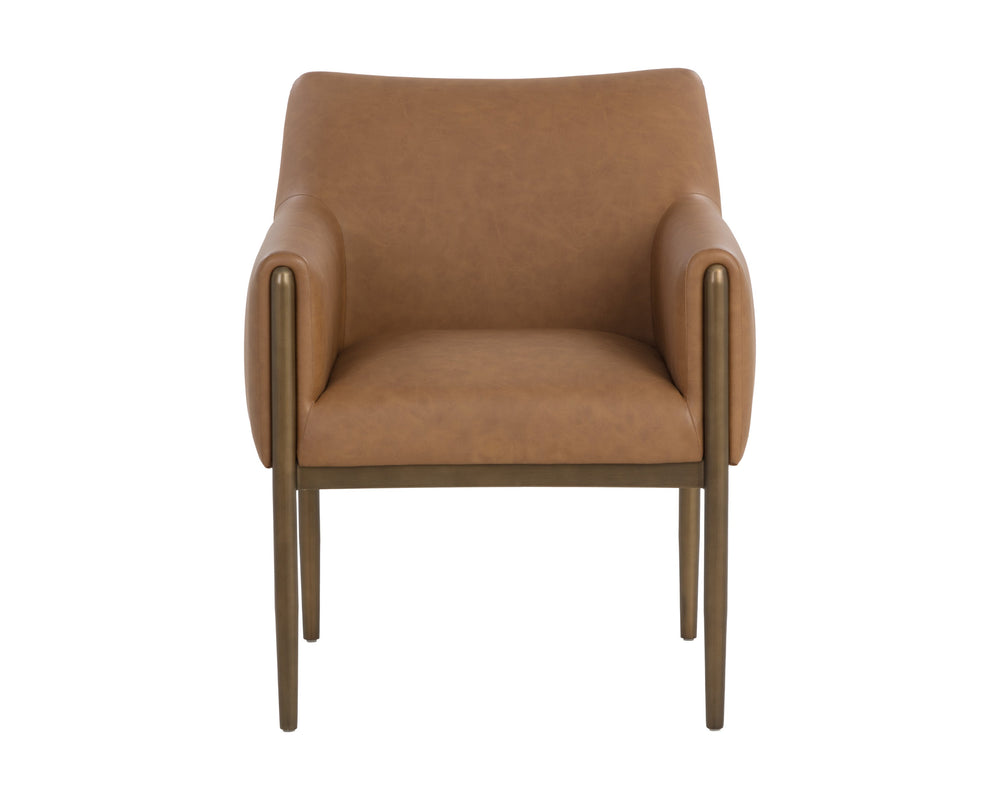 Sunpan Olea Lounge Chair - Mid-century Modern Comfort With Milliken Cognac Faux Leather & Steel Legs Brown Faux Leather 112203