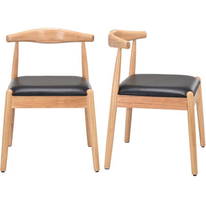 English Elm Weave Dining Chairs Set Of 2 - Mid-Century Modern Oak Frame, Handwoven Seat For Stylish Comfort T3623P371953-GIGA