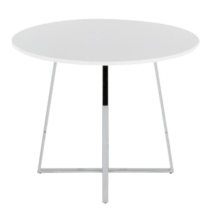 English Elm Cosmo Canary Modern Dining Table With Chrome Base & White Mdf Top – Glamorous Design For 4 B202S01120