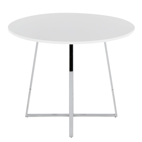 English Elm Cosmo Canary Modern Dining Table With Chrome Base & White Mdf Top – Glamorous Design For 4 B202S01120