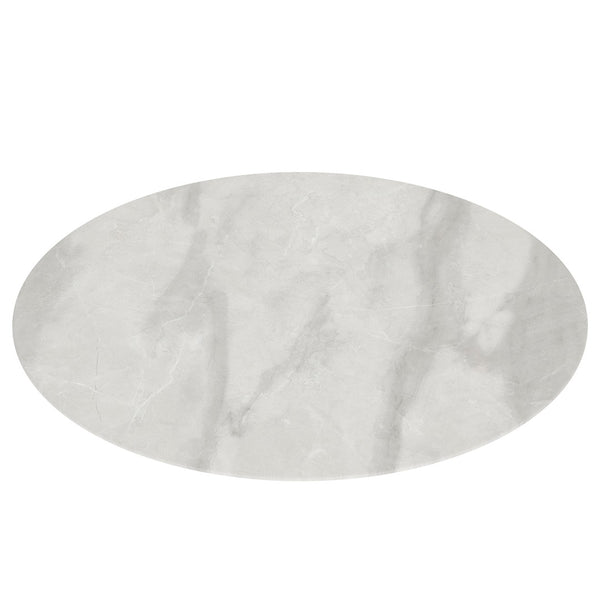 English Elm 32"inch Round Tempered Glass Tabletop Marble Print Indoor Outdoor Dining Patio Replace Gray W241P361486