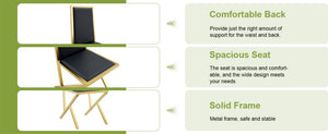 English Elm Table and Chair Set 12 Piece Tempered Glass Dining with Gold Metal Legs Modern Black+Gold,Transparent W1151S04772