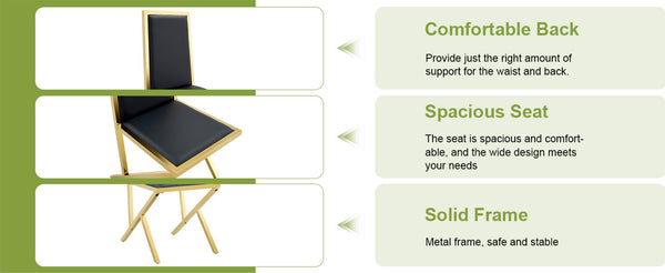 English Elm Table and Chair Set 12 Piece Tempered Glass Dining with Gold Metal Legs Modern Black+Gold,Transparent W1151S04772