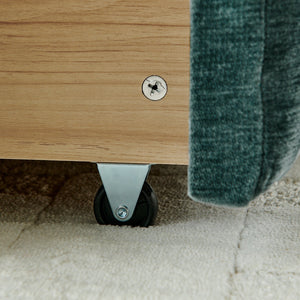 English Elm King Upholstered Bed Frame with Plush Chenille Headboard, Modern Storage Drawers & Solid Assembly-Friendly Design Blue+Green W487P235313