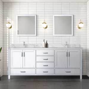 English Elm White 80" Double Bath Vanity with Carrara Marble Top, Soft-Close Drawers, Chrome Faucet Set, Durable B2731P259121
