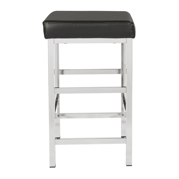 OSP Home Furnishings 26" Polished Chrome Backless Stool Black
