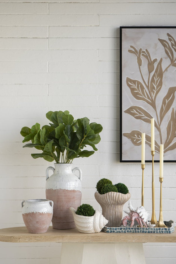 English Elm 9.3x9x8.7" Sand and Cement Coral Planter — Textured Weathered Beige Finish, Wavy Organic Silhouette, Ideal for Succulents and Herbs W2078P334663