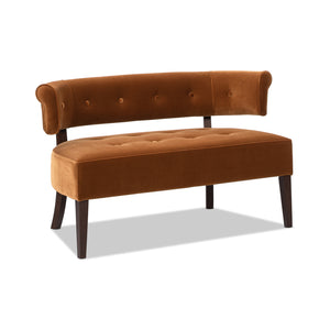 English Elm Jennifer Taylor Home - Jared Mid-Century Tufted Bench Settee in Performance Velvet — Kiln-Dried Frame, Plush Supportive Seating Burnt Orange B2719P355286