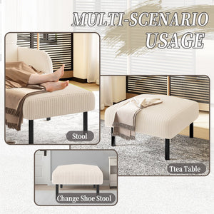 English Elm UNITED Corduroy Ottoman Footstool with Sturdy Frame, Soft Padded Seat, Versatile Living Room Stool Beige W1568P307252