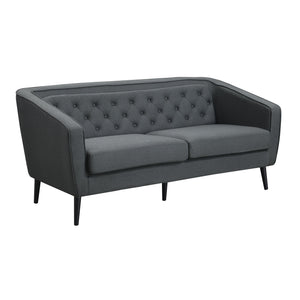 English Elm Mid-Century Gray Loveseat Sofa 3-Seater — Solid Wood Frame, Stain-Resistant Polyester, Spacious Comfort B347P407717
