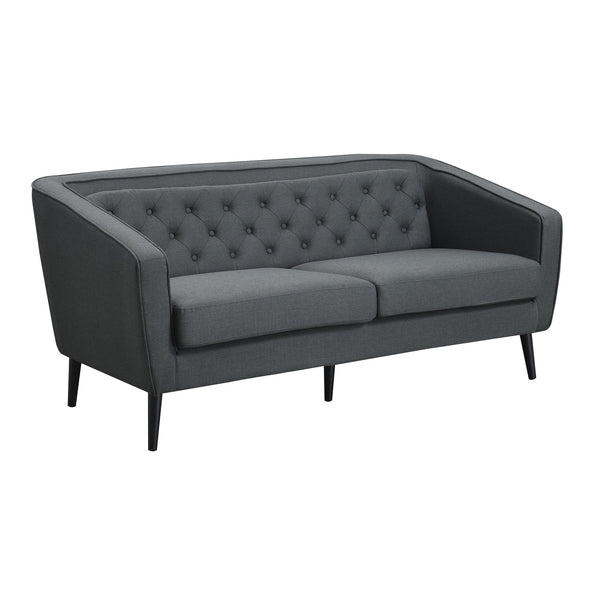 English Elm Mid-Century Gray Loveseat Sofa 3-Seater — Solid Wood Frame, Stain-Resistant Polyester, Spacious Comfort B347P407717