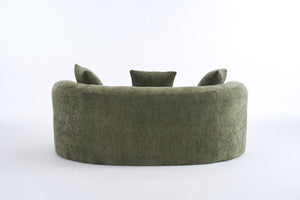 English Elm Crescent-shaped Curved Chenille Loveseat Low Profile Deep Seat Modern Living Room Sofa Green W5188P450346