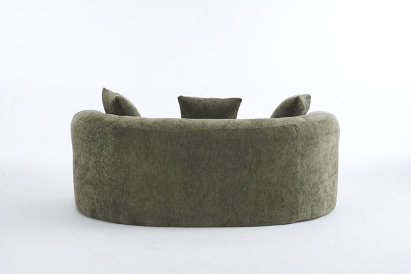 English Elm Crescent-shaped Curved Chenille Loveseat Low Profile Deep Seat Modern Living Room Sofa Green W5188P450346