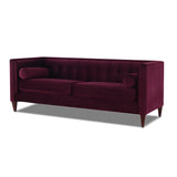 English Elm Jack 84" Modern Tuxedo Tufted Sofa, Burgundy Velvet