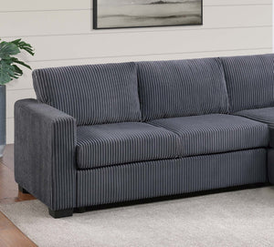 English Elm L-shaped Corduroy Sectional with Chaise Square Arms Modern Living Room Sofa Dark Gray B011P430092