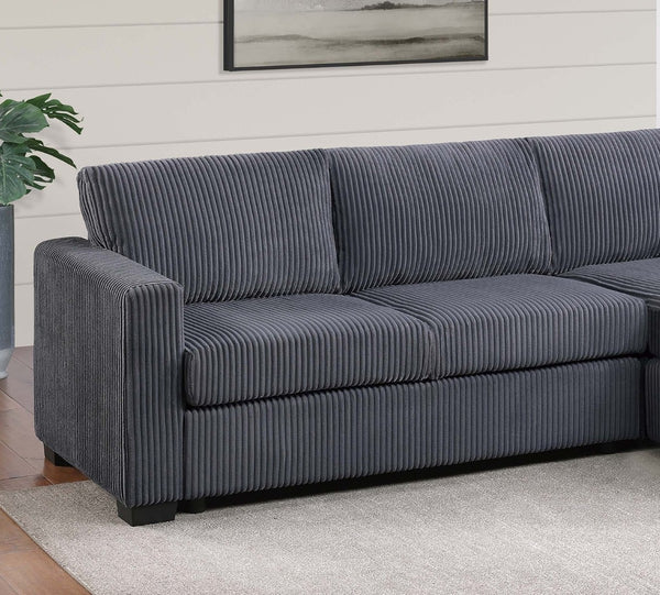 English Elm L-shaped Corduroy Sectional with Chaise Square Arms Modern Living Room Sofa Dark Gray B011P430092